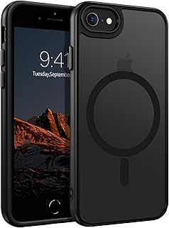 DUEDUE for iPhone SE/iPhone 7/8 Case Magnetic, [Compatible with Magsafe], Full Body Protective Matte Cover TPU Shockproof Slim Case for iPhone 7/8/SE(2020)/SE(2022), Black